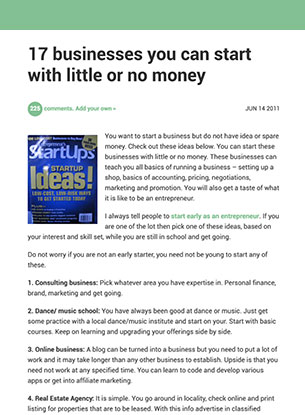 Blog (Lead Generation): 17 Business you can start with little money blog to encourage budding entrepreneurs